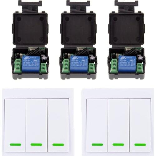 Mini DC 12V 1CH 1 CH 10A RF Wireless Remote Control Switch System, Receiver+ 3CH 86 Wall Panel Transmitter 315 / 433 MHz