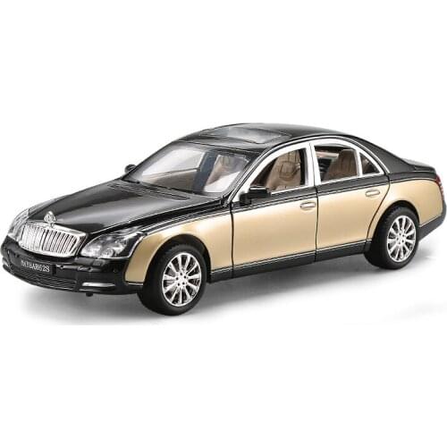 1:24 Electronic Alloy Diecast Simulation Cars Model Toys for Children Flashing Vehicle Extended Business Car for Maybach S62S