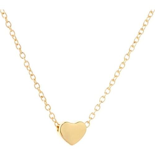 Fashion Tiny love Heart Necklaces Pendants Gold Color Chain Love Gifts Mother Jewelry for women girls jewelry