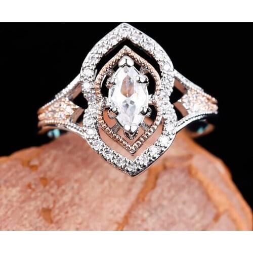 MDNEN Fashion Silver Plated Stone Zirconia Rings for Women Wedding Party Gift Geometric Lips Personality Jewelry Accessories