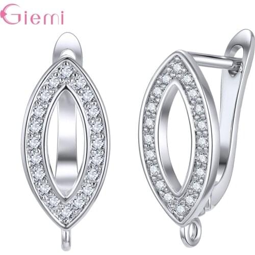 Fashion 925 Sterling Silver Cubic Zirconia DIY Jewelry Accessories Earrig Finding for Jewelry Making Hoop Earring Brincos