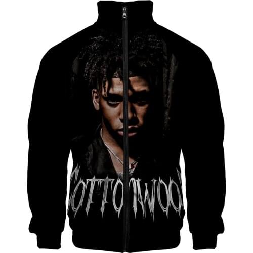 2021 New Men Women Streetwear Turtleneck coats NLE Choppa Rapper zipper Jacket 3D Stand Collar zip up Sweatshirt Bomber Jacket