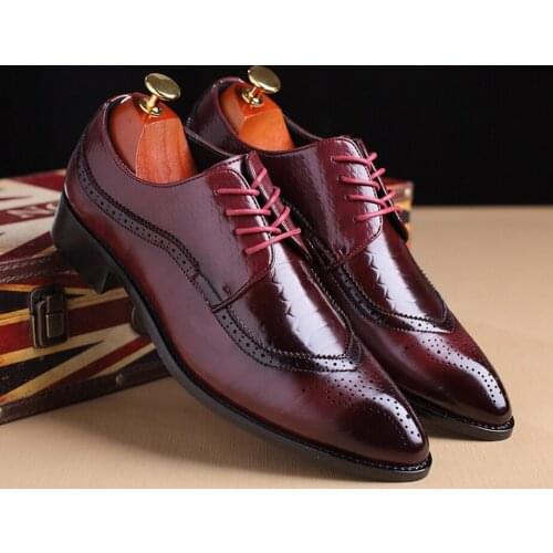 Hot!Men Fashion Business Shoes Casual Shoes Pointed Toe Shoes Wedding Flat Dress Party Lace up Shoes Plus Size 38-48
