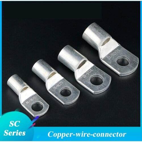 SC series Copper Cable Lug Kit Bolt Hole Tinned Cable lugs Battery Terminals copper nose Wire connector
