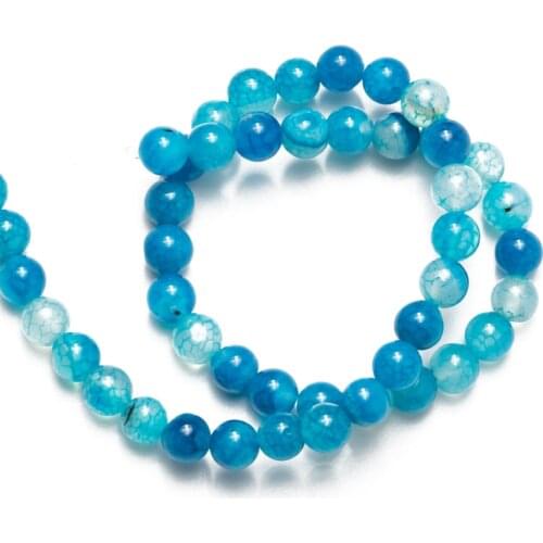 Wholesale Light Blue Cracked Natural Stone Agates Beads Round Loose Beads for Jewelry Making 4 6 8 10 12mm DIY Bracelet