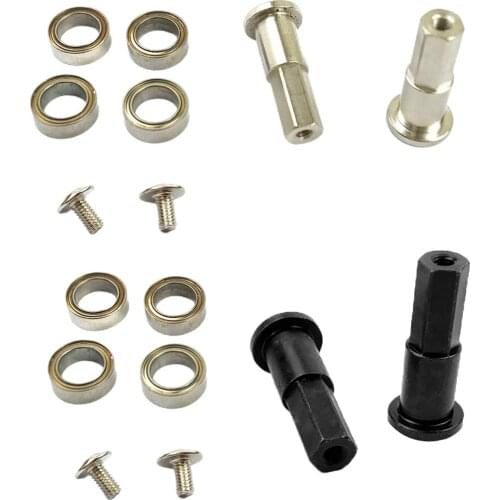 2pcs Alloy Front Wheel Axle Tires with Bearing for 1:10 WPL D12 Model Crawler Buggy Trucks Car Replacement Parts