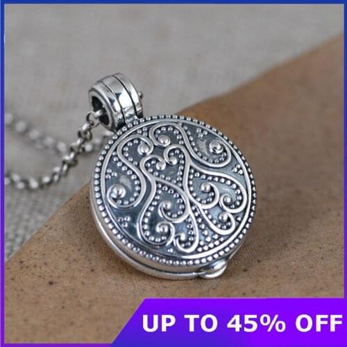 Real 925 Sterling Silver Fashion Pattern Pendants Necklace Creative Thai Silver Gawu Box Pendant Temperament Fine Jewelry Gifts