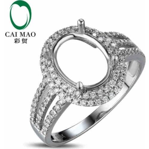 CaiMao Oval cut Semi Mount Ring Settings & 0.44ct Diamond 18k White Gold Gemstone Engagement Ring Fine Jewelry