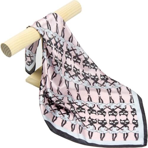 Natural Silk Scarf Women Bandana Female Ballet Cat Hair Scarf for Women Silk Headband Womens Square Silk Animal Face Mask Scarf