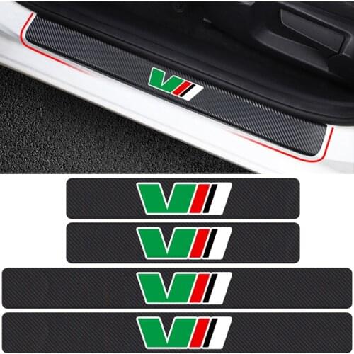 Car styling 4pcs VII VRS carbon fiber wear plate protection stickers For Skoda Octavia Fabia Yeti Styling Accessory accessories