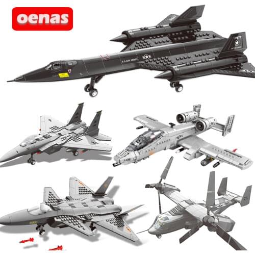 Modern Military A10 AC130 Osprey Aircraft F-15 Eagle Fighter Building Block Model Children Kids Educational DIY Boys Toys Gift
