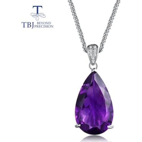 TBJ,925 silver dangle clasp earring & pendant with natural african amethyst excellent luxury jewelry for women party daily wear