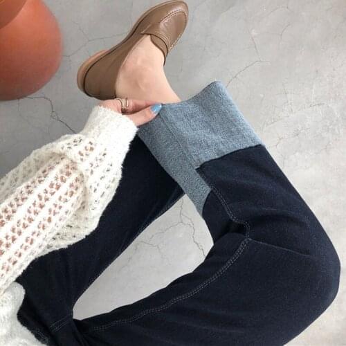 Pregnant womens jeans black straight nine pants spring tide mother wear loose pants spring and autumn