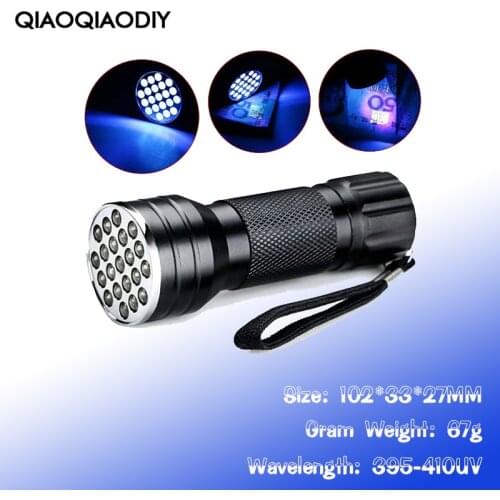 High Quality 21 LED Violet Flashlight LED Violet UV Spot Flashlight Wavelength 395 UV