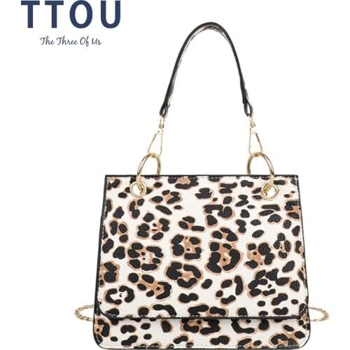 Leopard Square Flip Bag Small PU Leather Cross Body Designer Bag For Women 2020 Elegant Travel Chain Crossbody Shoulder Handbags