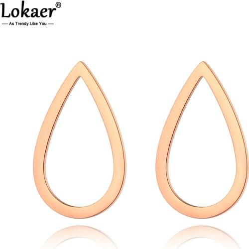 Lokaer Bohemia Hollow Geometric Drop-shaped Stud Earrings Stainless Steel Trendy Graphics Earrings Jewelry For Women Girl E20100