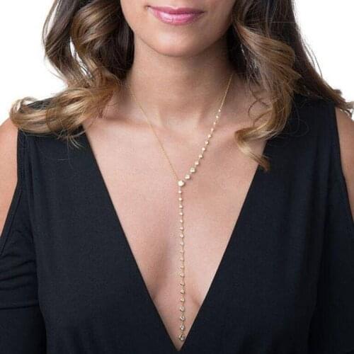 Elegant gorgeous women sexy lariat Y shape necklaces long gold filled chain full bezel cubic zirconia cz sparking Long necklace