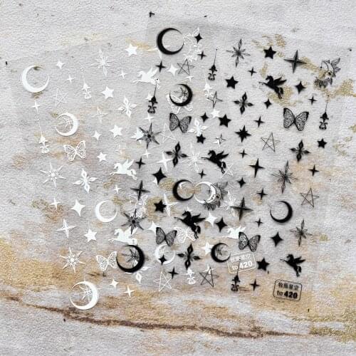 1 Sheet High Quality Star Moon Butterfly Starry Sky Unicorn Nail Art Stickers Cute DIY Manicure Decal Decoration Accessories