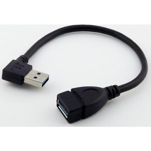 1pc USB 3.0 Type A Male Right Angle to USB 3.0 A Female Data Extension Adapter Cable 24cm
