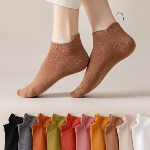 10 Pairs Women Socks Breathable Sports socks Solid Color Boat socks Comfortable Cotton Ankle Socks