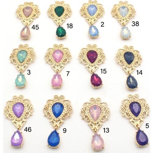 10 Pcs/Lot 26*47M For Needlework Water Drop Alloy Gold Flat Drop Drop Pendant DIY Flat back Brooch Jewelry Accessories