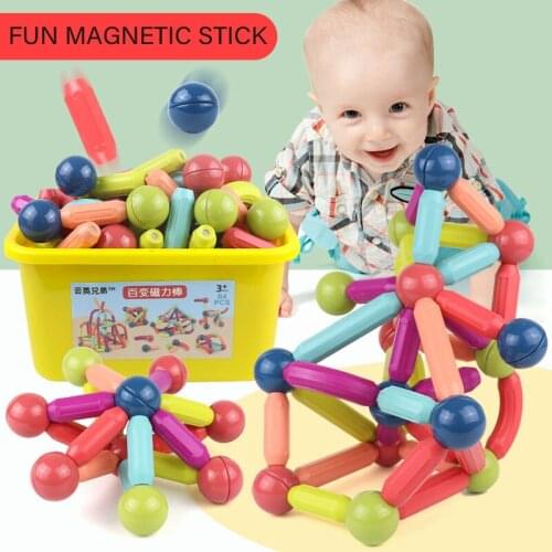 15-84pcs Magnet Building Block Toy Magnetic Stick Large Size Weak Magnetic Suit Development of Intellectual Childrens Gift