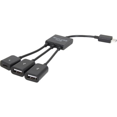 3 in1 Multi-function Dual Micro USB Host OTG Hub Adapter Cable Male to Female Dual Micro USB 2.0 Host OTG Hub Adapter Cable
