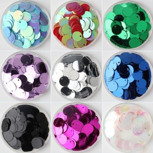 750pcs/Lot 30g 10mm Flat Large Round Pvc Loose Sequins Artesanatos Women Garment Sewing Kids Dance Accessories With 1 Side Hole
