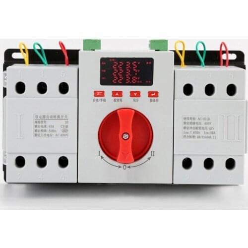 Intelligent ATS 380VAC 63A 3 phase dual power automatic transfer switch with fire forced switching and passive signal output