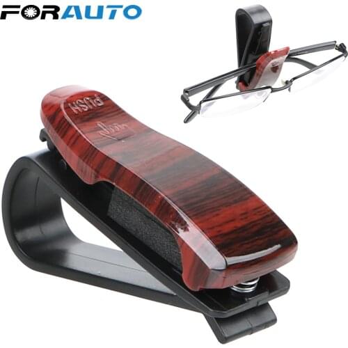 FORAUTO Car Vehicle Sun Visor Sunglasses Clamp Wood Grain Glasses Case Auto Fastener Clip Eyeglasses Glasses Holder Car-styling