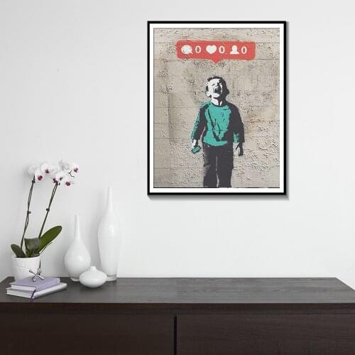 Bansky Graffiti Art Posters and Prints Canvas Wall Paintings More Likes Crying Boy Pictures for Living Room Home Decor