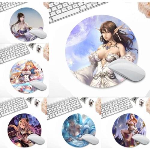 3D Anime Girl Large Mouse pad PC Computer mat Round Non-slip Cushion
