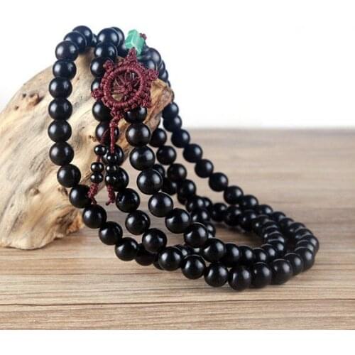 8mm 10mm 12m'm Natural Nepal Ebony Wood Beads Black Wooden Mala Beads,Meditation Prayer Beads Japa Mala Buddha