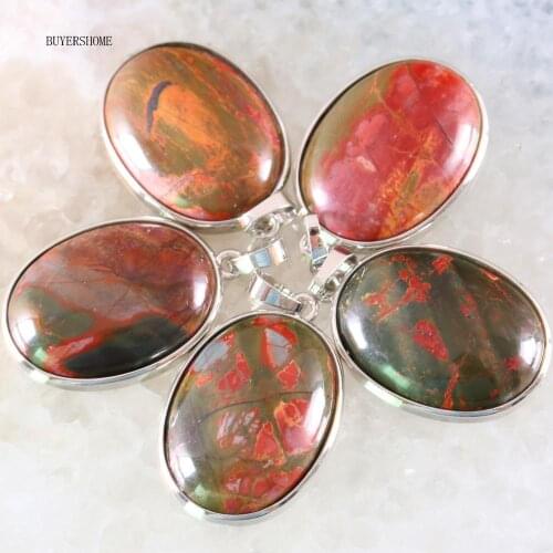 BUYERSHOME Oval 25x35MM Women Jewelry For Necklace Natural Stone Beads Multi-Color Picasso Jaspe Pendant 1Pcs K671
