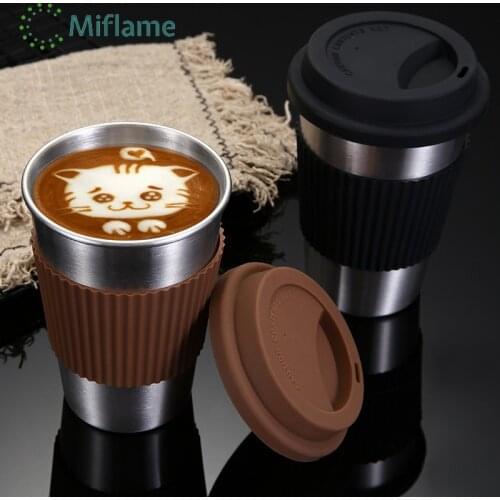 500ml Household Mugs Coffee Cup Stainless Steel Cup With Lid Portable Suitable for Dinner, Outdoor Sports, School and Family