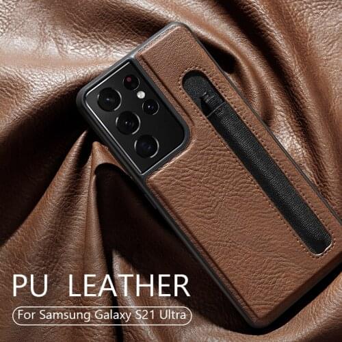 For Samsung Galaxy S21Ultra Case NILLKIN PU Leather Case With Pen Slot Back Cover Cases Camera Protection For Samsung S21 Ultra