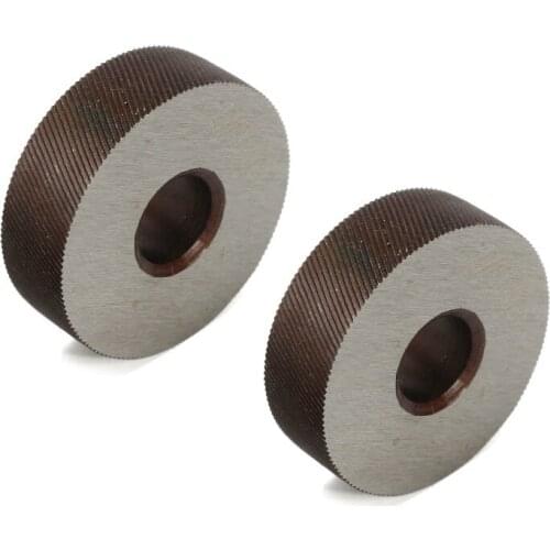 2Pcs 26mm Dual Wheel Silver Steel Knurling Tool Diagonal Wheel Linear Knurl 1.0mm-3.0mm Pitch