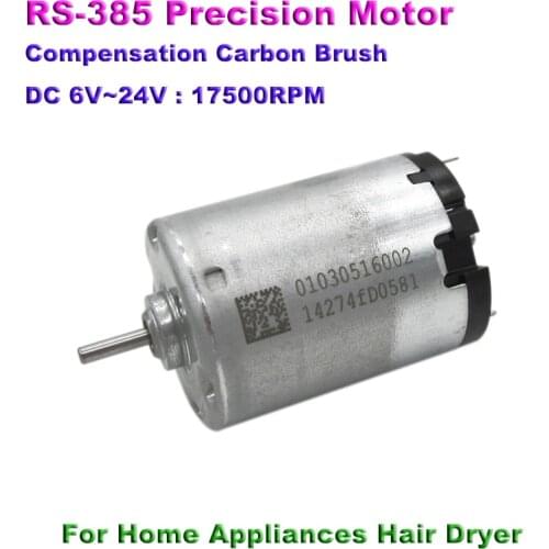Micro RS-385 Electric Motor DC 6V-24V 17500RPM High Speed Carbon Brush Long Life Motor for Hair Dryer Toy Model