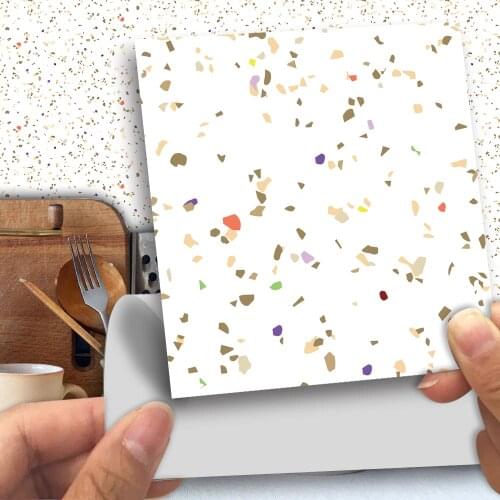 Funlife® White Terrazzo Wall Sticker Decorative Self-Adhesive Easy to Clean Tile Sticker for Bathroom Kitchen Backsplash Floor