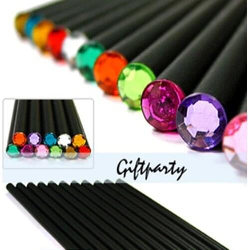 12pcs/set Pencil Hb Diamond Color Pencil Stationery Items Drawing Supplies Cute Pencils For School Basswood Office School Cute