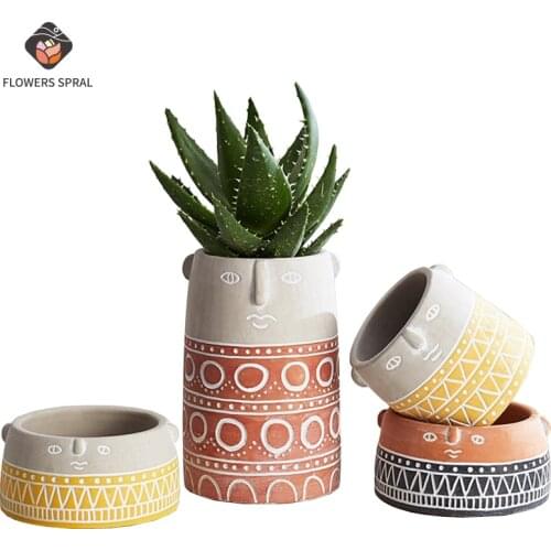 Home Garden Cactus Ceramic Vase, Luxury Art Vase For Home Decoration Flowerpot, Abstract human Face Flowerpot For Dried Flowers