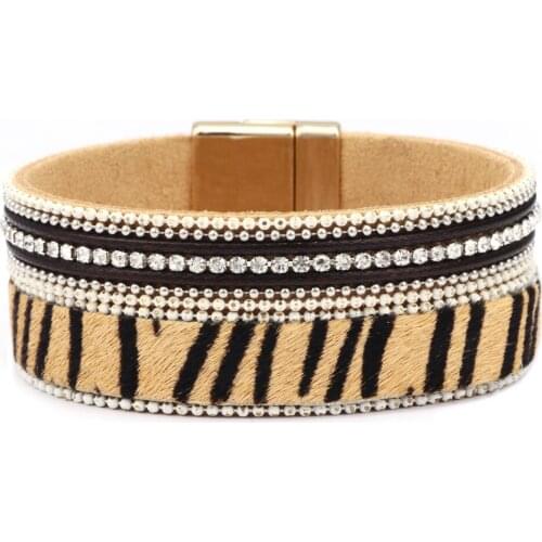 Leopard Leather Bracelet for Women Bohemian Style Bangles Fashion Bracelets & Bangles Jewelry Accessories Horse Hair Wristband