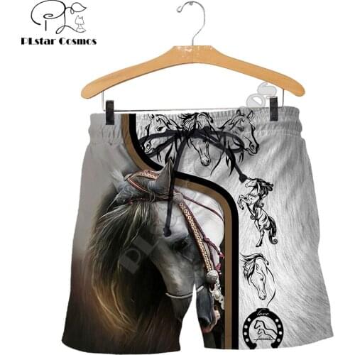 Beautiful Animal love horse 3D All Over Printed Mens Shorts Unisex Streetwear Shorts Summer Beach Polyester Casual Shorts DK-20