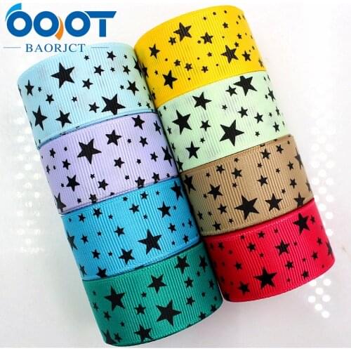 OOOT BAORJCT 176301 25mm 10yard Star Ribbons Thermal transfer Printed grosgrain Wedding Accessories DIY handmade material