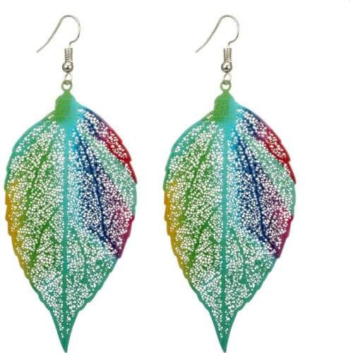 LOVBEAFAS Colorful Bohemian Drop Long Womem For Earrings Fashion Jewelry Spring Color Vintage Statement Metal Hollow Earrings