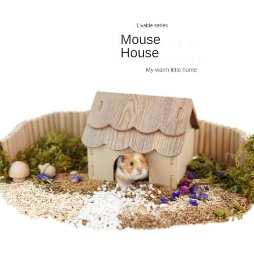 Hamster Small House Wooden Hamster Shelter Dwarf Rat Golden Bear Small Animal House Hamster Cage Landscaping Supplies