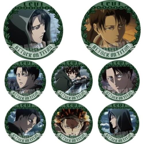 COSSUN 58mm Attack on Titan Anime Badge Eren Levi Ackerman Armin Arlelt Erwin Smith Metal Badge Brooch Pins for Backpack