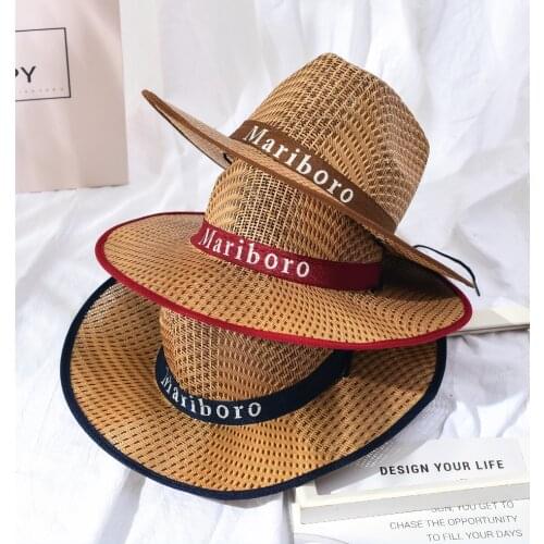 Mens Western Cowboy Straw Hat Mens Beach Sun Hat Fishing Hat Broad-Brimmed Hat Outdoor