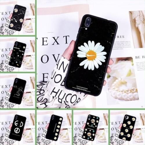 Daisy Flower Black Cool White Soft Silicone Phone Case For Huawei Y9 Y7 Y6 Prime Pro 2019 Back Cover For Huawei Y5 Y6 Y7 2019