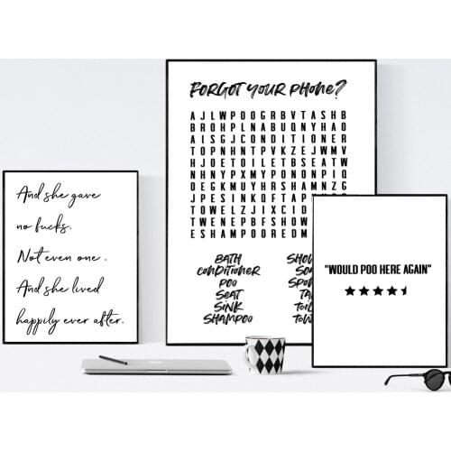 Funny Quotes poster Word Search Wall Art Pictures Would Here Again Bathroom Wall Art Poster Nordic Decoration Canvas Painting